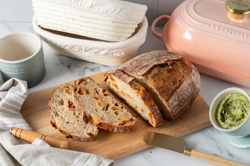 Peach & Fennel Sourdough with Basil Butter